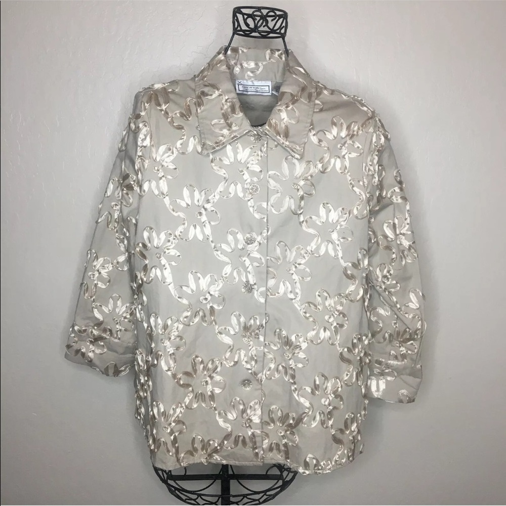 George Simonton Ladies Lace Flower Jacket Size Large LIKE NEW A Stunning Beauty